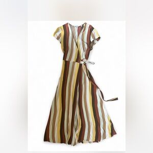 & Other Stories Multi-Colored Strips Wrap Maxi Dress